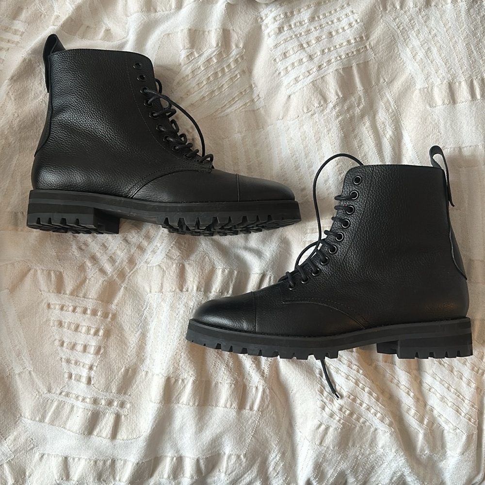 NEW - Jimmy Choo black leather combat boots - Cruz flat boot - women’s size 38.5